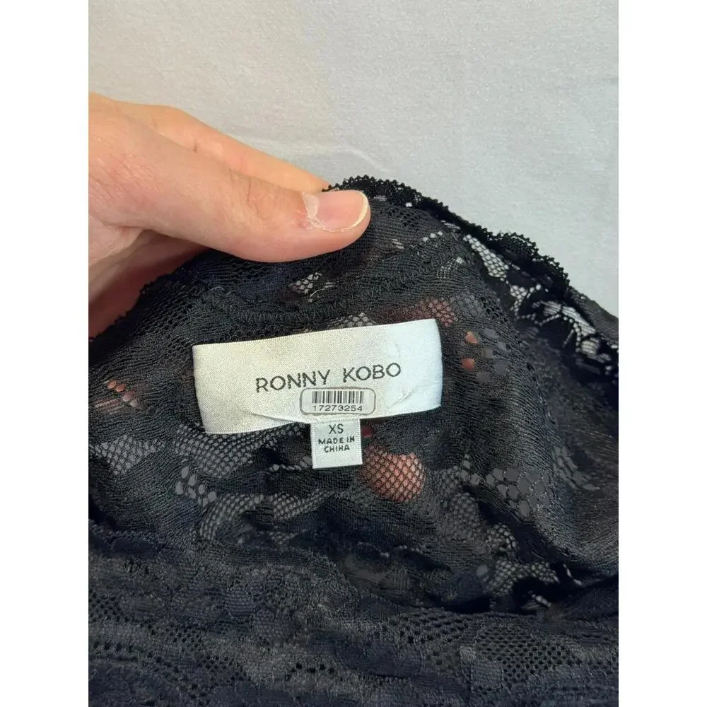 Ronny Kobo Black Lace Maribeth Top Size XS